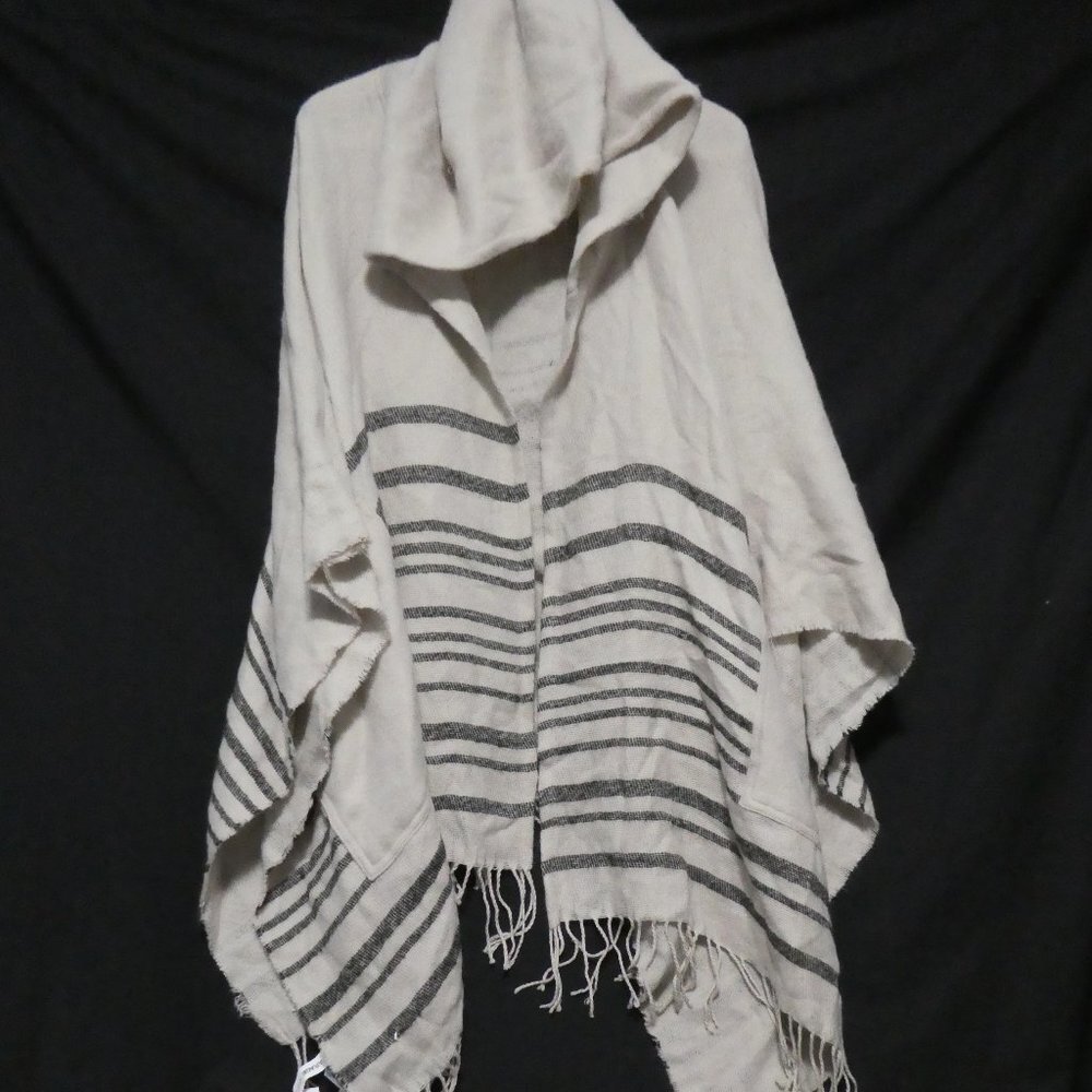 GARAGE one size, striped hooded poncho with deep pockets, BNWT